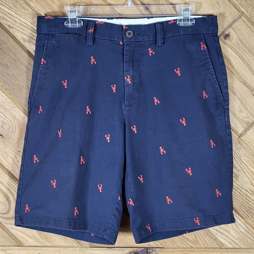 Old Navy Ultimate Slim Shorts Mens 31 Built-In Flex Lobster Navy Blue Chino